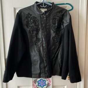 Coldwater creek leather and acrylic/wool zipper jacket